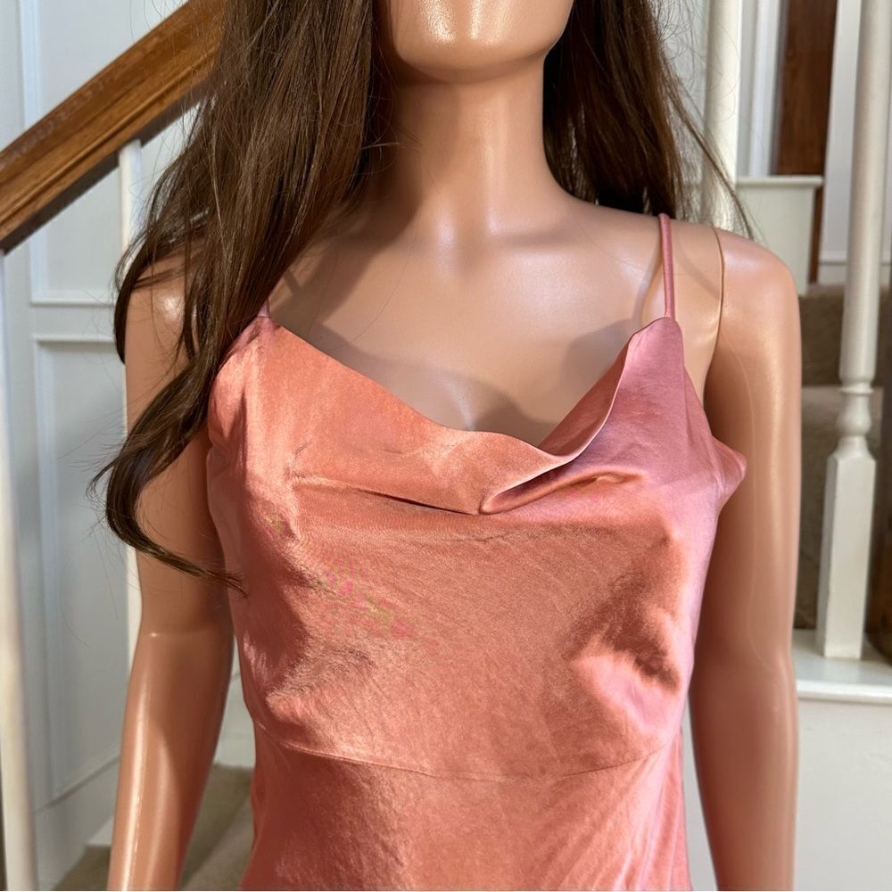 NWT coral satin slit midi dress - Picture 6 of 16